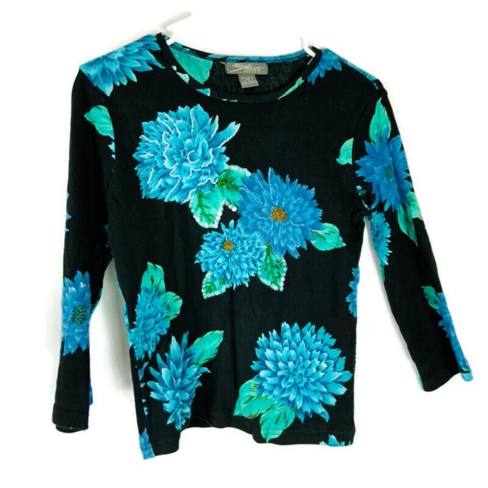 Sml petite Floral Embellished Top small petite